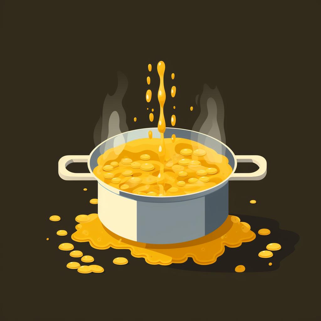 Melting beeswax pellets in a double boiler